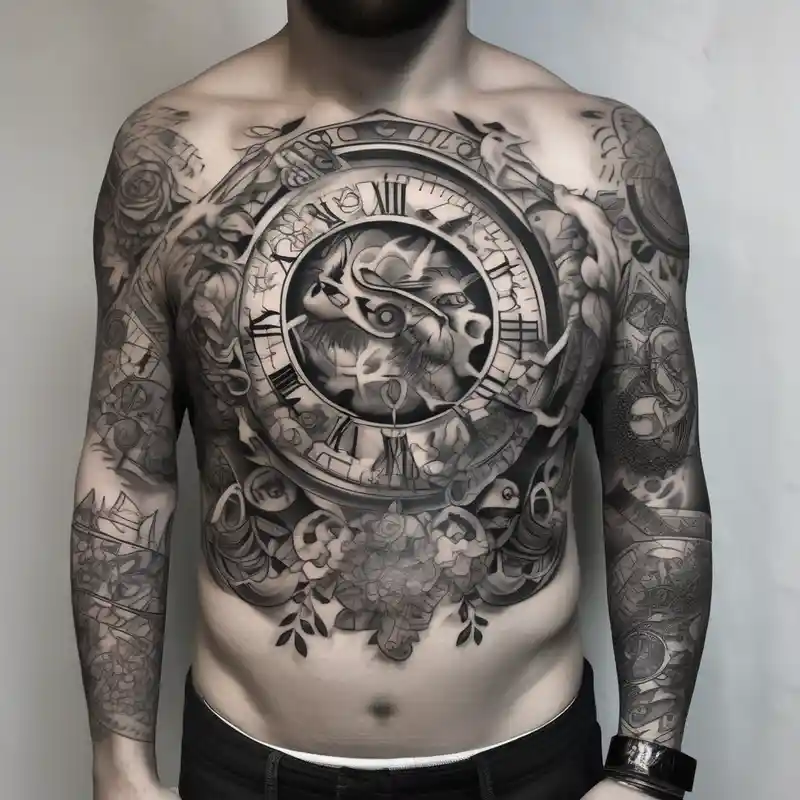 sleeve tattoo to contain the symbols family, love, health, time, money, happines fishing tattoos